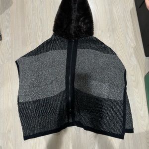 Zara knit cape with fur hood